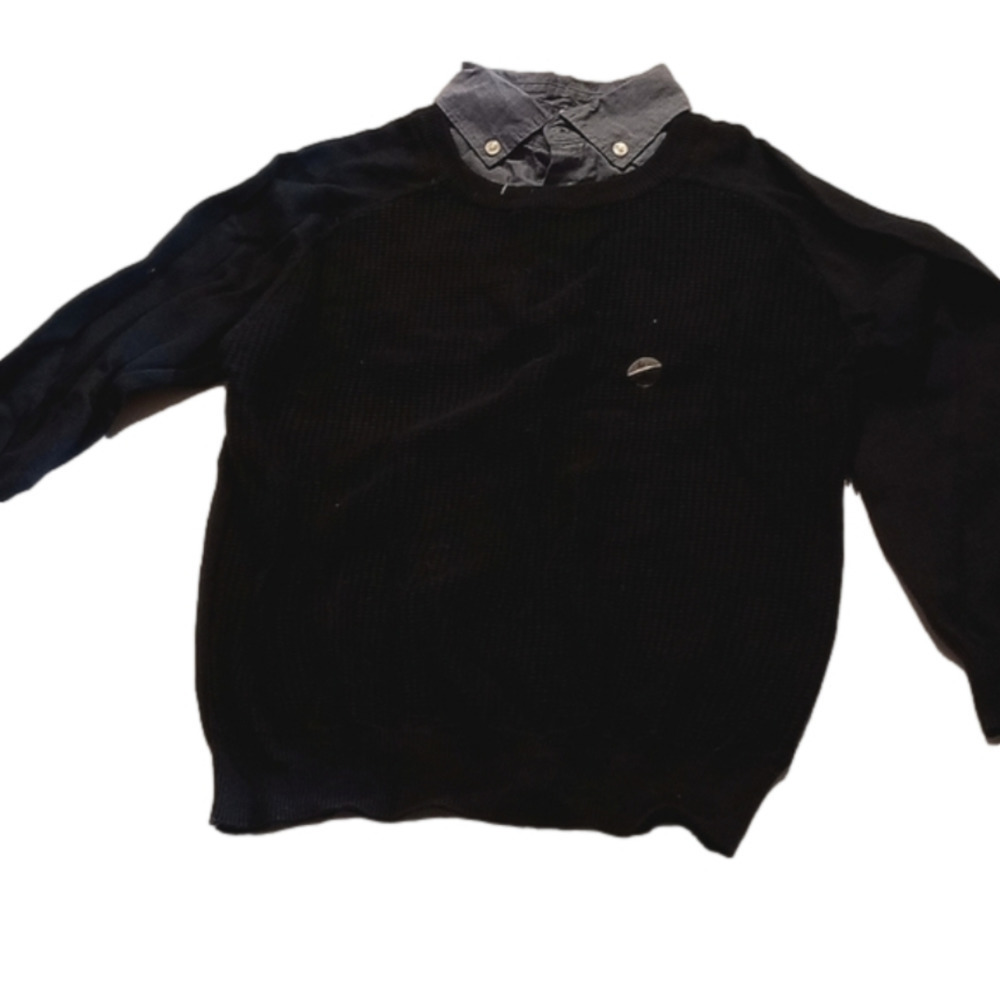 NWOT Basic Editions boys collared sweater long sleeve,size medium (8), dark blue